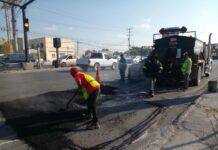 Imparable mejora de vialidades con labor de bacheo en Reynosa