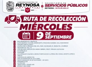En curso Ruta de Recolección hoy miércoles en más de 50 colonias de Reynosa