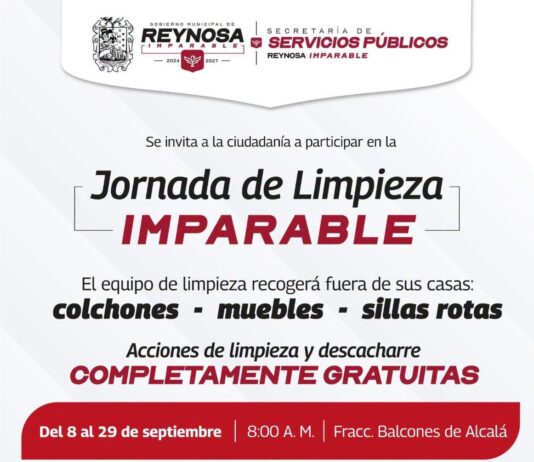 Invita Gobierno de Reynosa a Jornada de Limpieza Imparable en Balcones de Alcalá