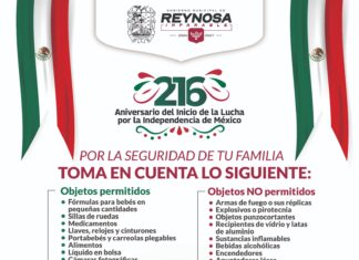 Conoce qué puedes o no introducir a la celebración del Grito de Independencia en Reynosa