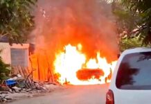 Bomberos acuden a sofocar incendio en apartado sector de la ciudad