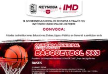 Invita el Gobierno de Reynosa a participar en la Olimpiada Municipal de Basquetbol 3×3
